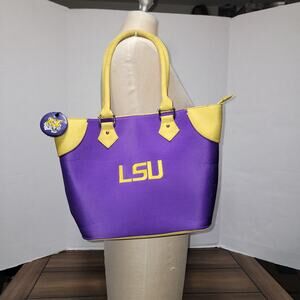 Sandol Purple & Yellow LSU Double Handle Purse